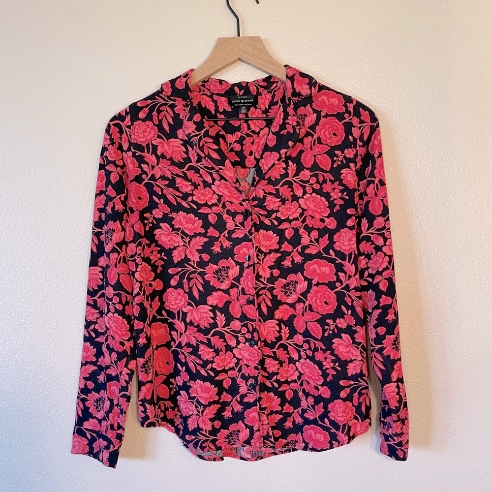SOLD Lucky Brand Floral Button Down Blouse (Size M)